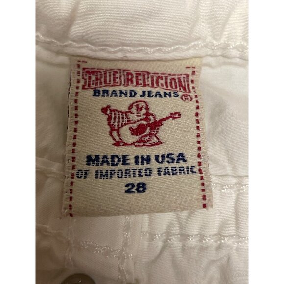 True Religion Women's Jayde White Cut-Off Shorts Size 28 Button Fly Flap Pocket - Picture 9 of 12